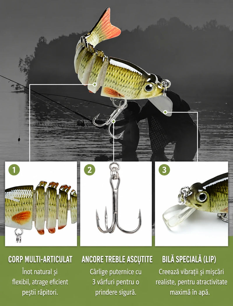 Momeala Ultra-Realista, Miscatoare, 6 bucati | Biban, Pastrav, Crap, Salau, Stiuca, Somn