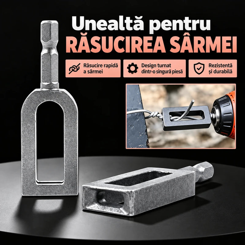 Cap pentru RĂSUCIREA SÂRMEI cu bormasina, UNIVERSAL, ideal pentru construcții și garduri – set de 2 bucăți.
